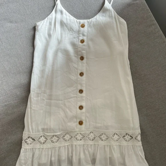 White Button-up Mini Dress - Picture 2 of 4